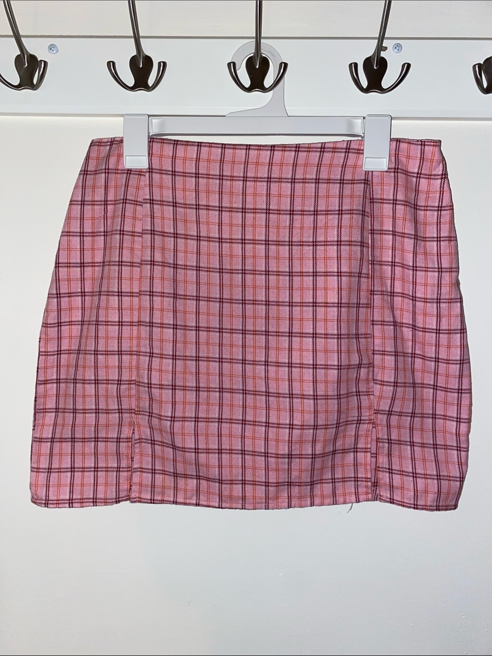 SHEIN Pink Plaid Mini Skirt